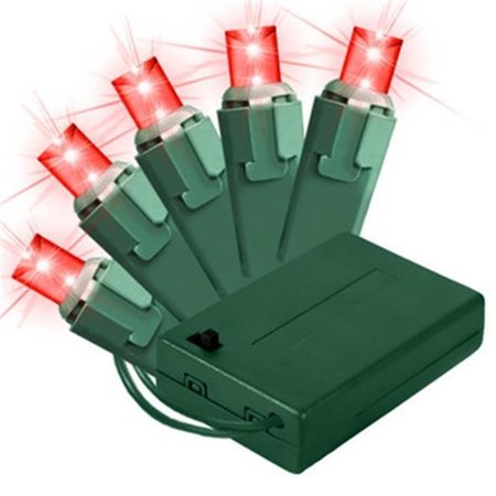 WINTERLAND Winterland BAT-70MMRE-4G 5 mm. Chonical Battery Operated Red LED 70 Count Lights Set On Green Wire BAT-70MMRE-4G